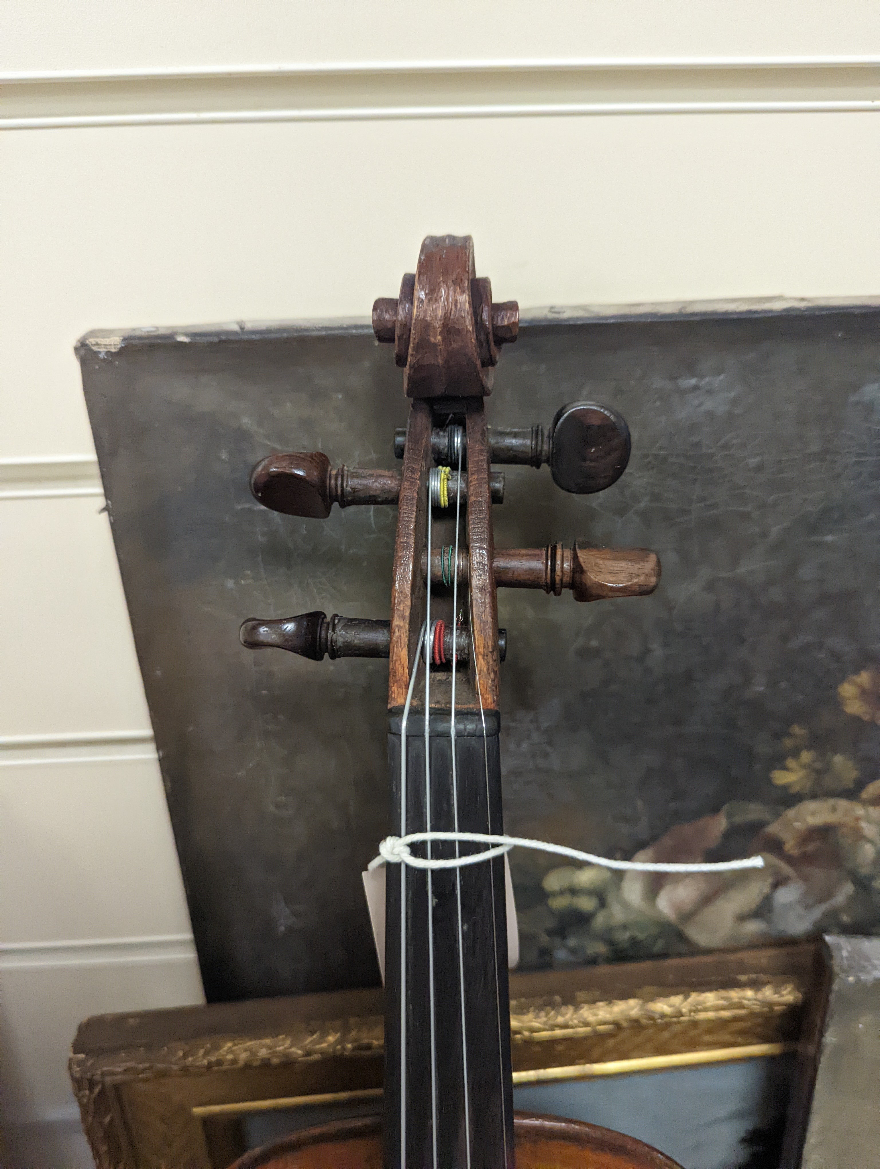 A 19th century Violin, lob. 35.5cm and bow in case